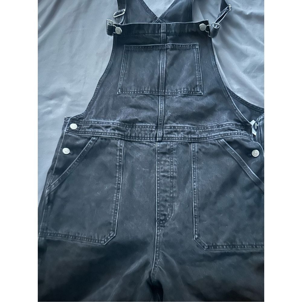 Madewell Adirondack Womens XXL Denim Short Bibs Shortalls Overalls Black